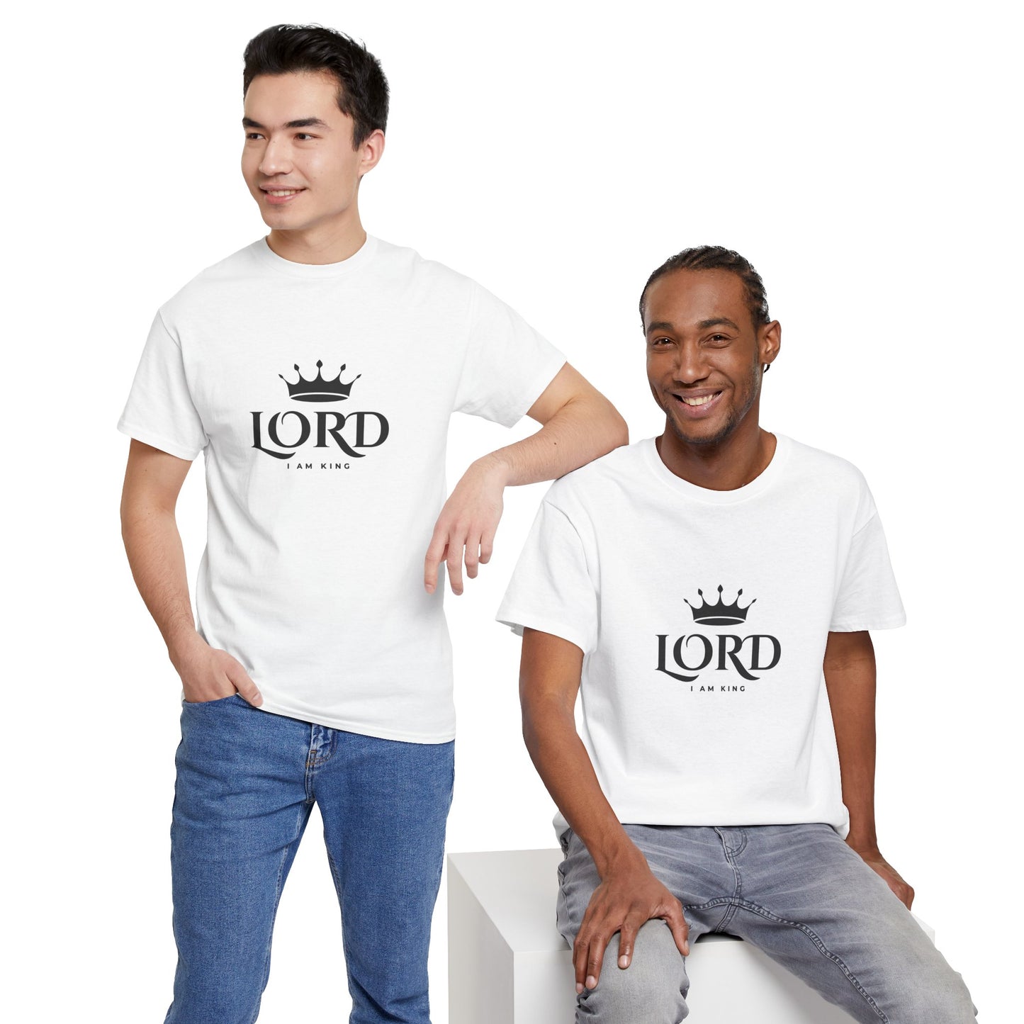 Crown Lord Tee - Unisex Heavy Cotton T-shirt, Casual Wear, Gift for Men, Faith-Based Apparel, Church Outfits, Everyday Comfort